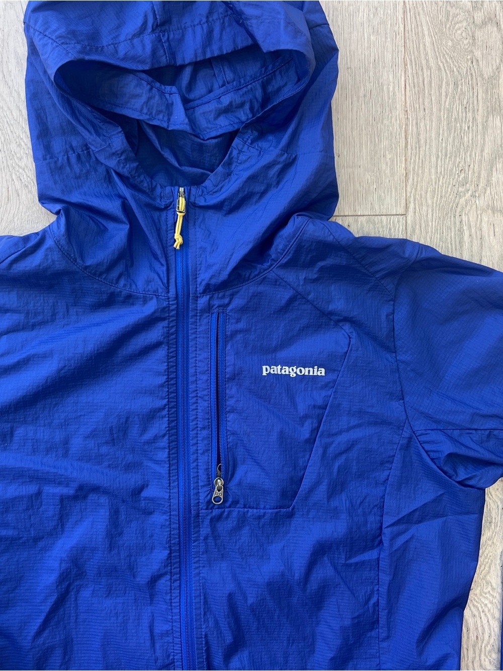 Patagonia Women’s Size XS Houdini Lightweight Hooded Windbreaker Jacket Blue - Picture 2 of 10